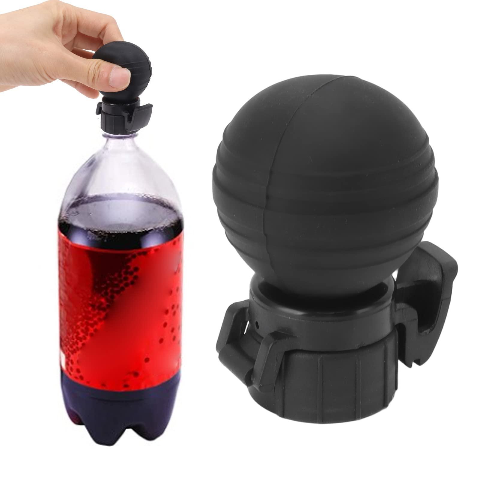 F&Y Silicone Soda Bottle Lid with Air Pump, Leak Proof Carbonated Drink Fizz Keeper, Reusable Pump Cap Saver & Stopper for Beverage Freshness (Black)