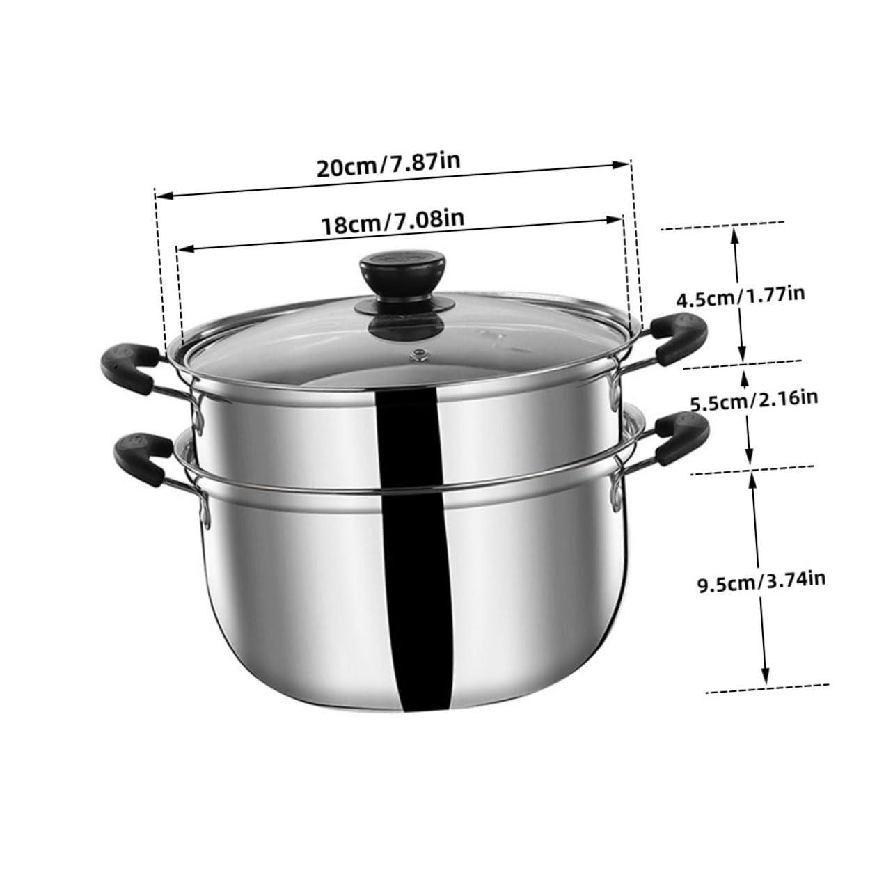 Zerodeko Zerodeko Kitchen Steam Pot Lightweight Compact Stainless Steel Stock Pot for Soup Steaming