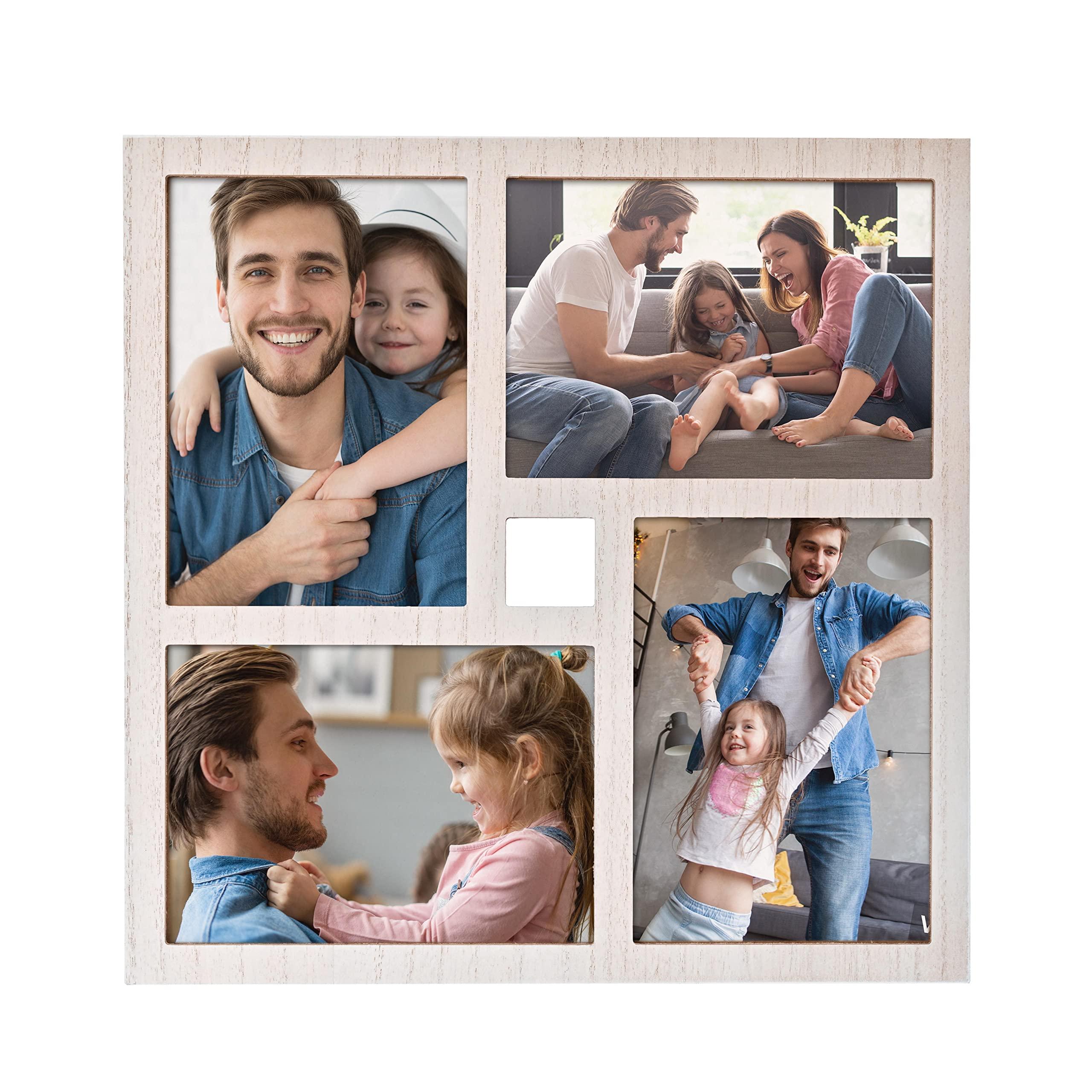 MONT PLEASANT MONT PLEASANT Collage Picture Frame 5x7 4-Opening Rustic Farmhouse Collage Photo Frames 4X6 with Mat Family Muti Frame for Wall Decor Hanging or Tabletop Display White