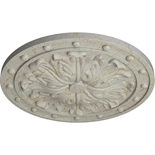 Ekena Millwork Ekena Millwork CM20FOPCC Foster Acanthus Leaf Ceiling Medallion, 20 1/2\"OD x 1 1/2\"P (Fits Canopies up to 2 1/4\"), Hand-Painted Pot of Cream Crackle