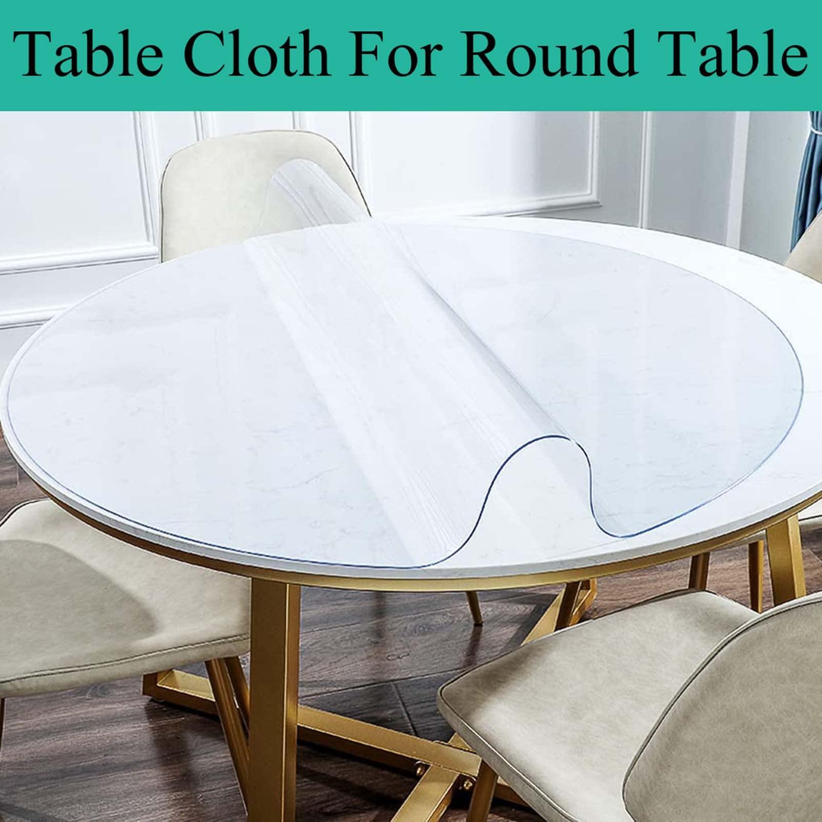 YSUEFIJO YSUEFIJO Round Table Cloth 47in, Clear Table Cover, Clear Plastic Tablecloth Protector, 2mm Thick Clear Desk Protector Table Pads, Waterproof Vinyl Table Top Protector, for Kitchen, Coffee Table
