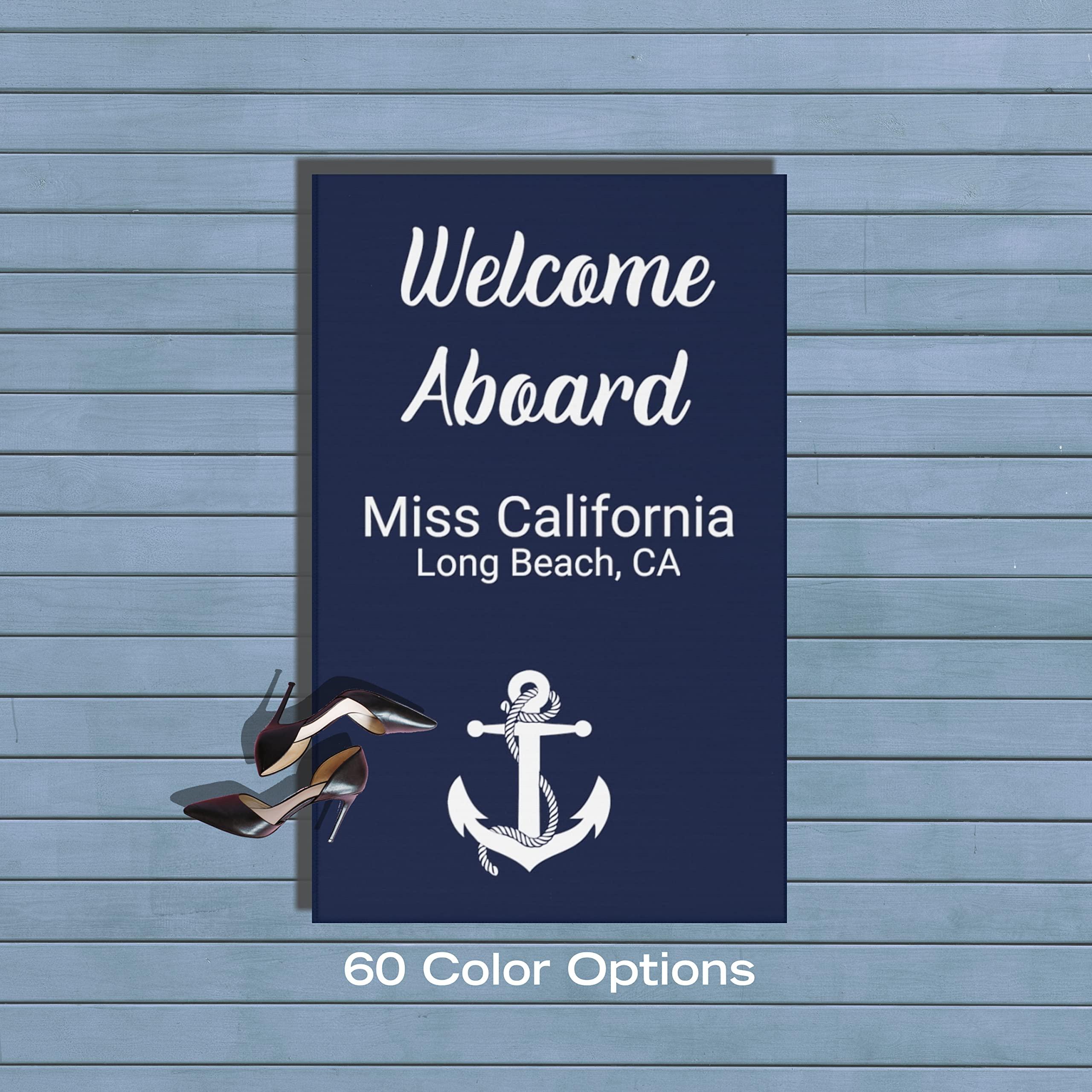 HomeLoft Basics Custom Anti-Slip Welcome Aboard Mat, Non-Skid Personalized Mat for Boat, Boarding Mat, Gunwale Boarding Mat, Nautical Gift, Coastal Dcor