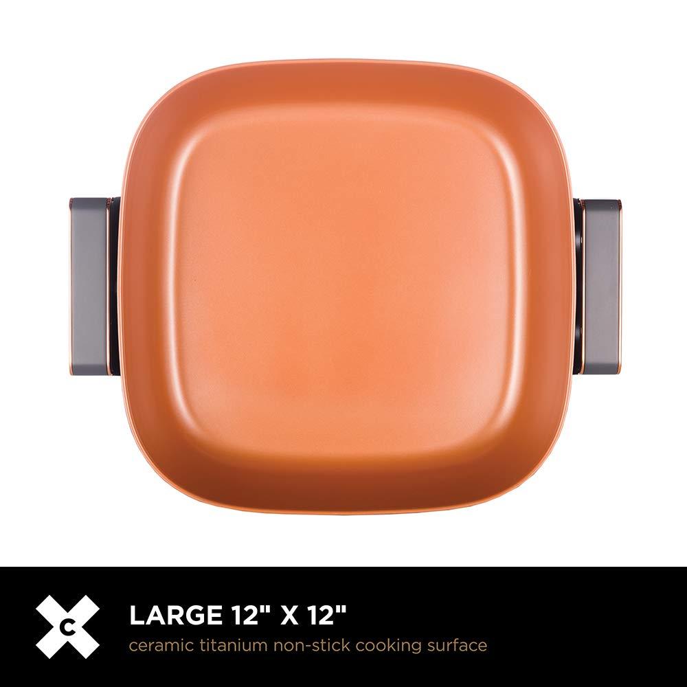 Crux CRUX Electric Skillet with Glass Lid (1400 Watts) and CRUX Electric Griddle with Nonstick Ceramic Coating (1650 Watts)