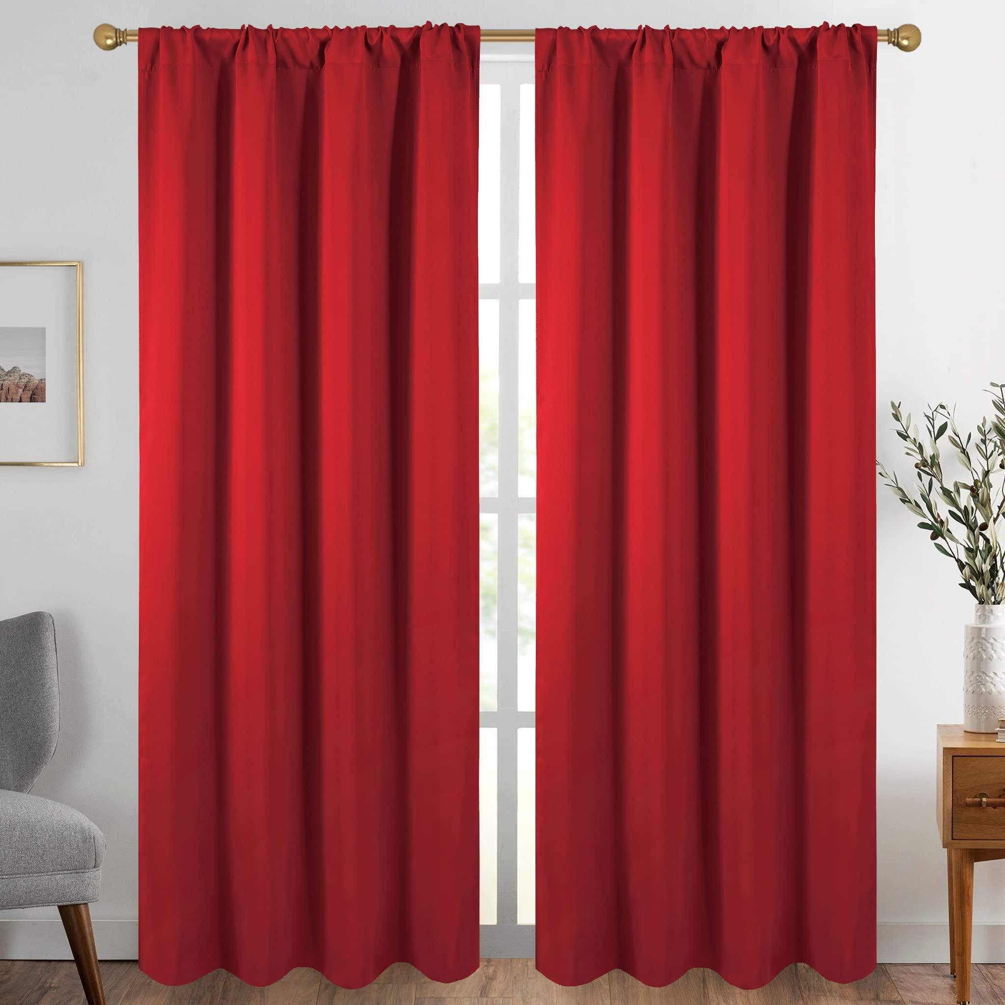 Diraysid Diraysid Red Blackout Curtains for Bedroom and Living Room Thermal Insulated Room Darkening Curtains Drapes, 52 x 84 inch, 2 Panels