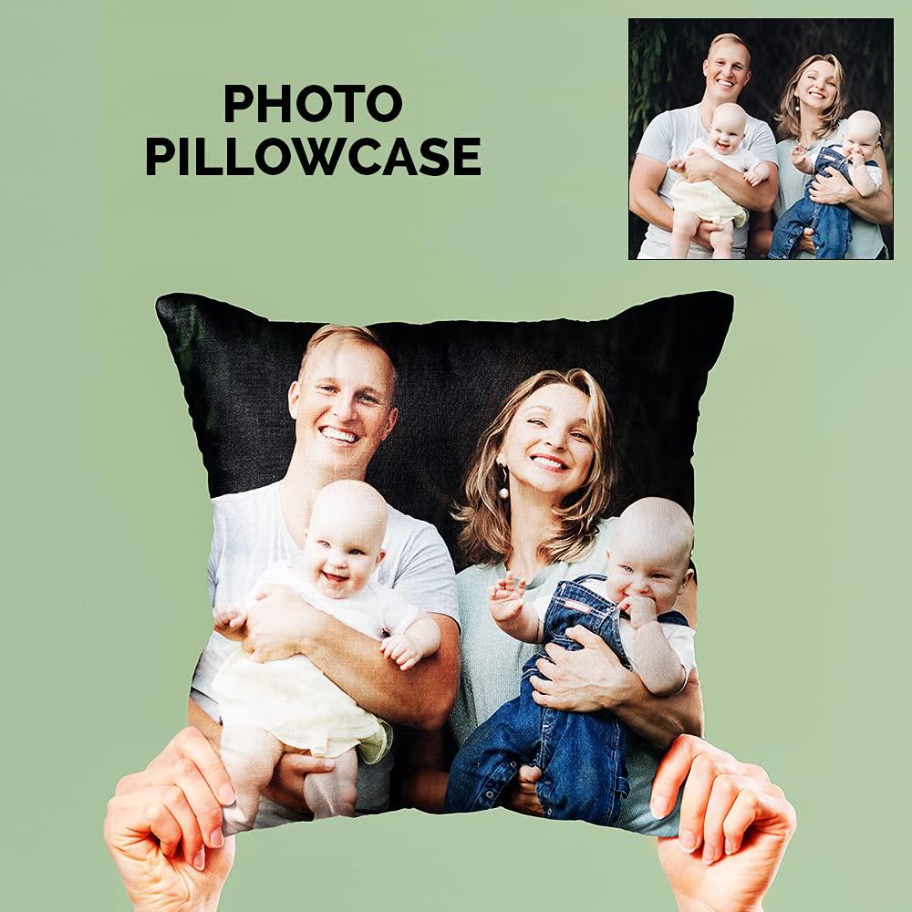 CanvasChamp Custom Photo Pillow Case for Couple Set of 1 - Personalized Photo Pillow with Optional Filler - Customized Couple Gifts for Anniversary, Valentines, Birthday (Pure Polyester, 24\" x 24\")