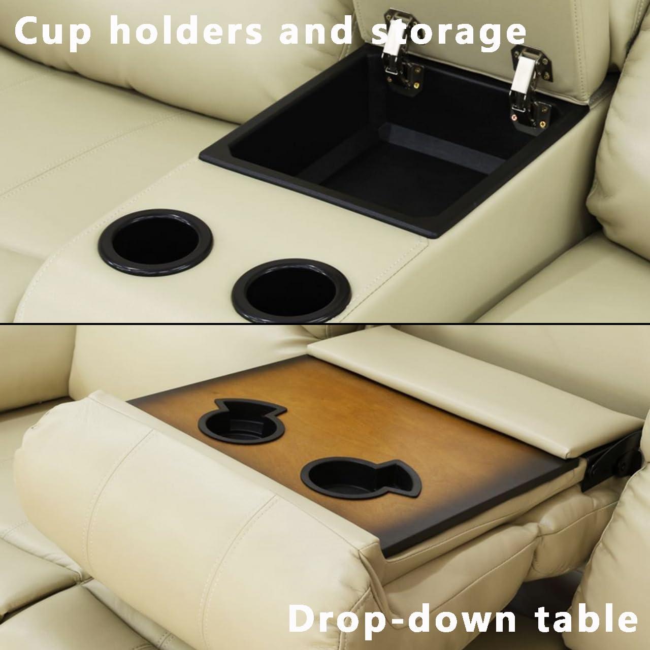 A Ainehome A Ainehome Living Room Furniture Set Leather Recliner Sofa Set Loveseat Chair Furniture Sofa Set for Living Room/Small Space/Rv/House/Office/Theater Seating (A-Beige leather, Sofa+Loveseat)