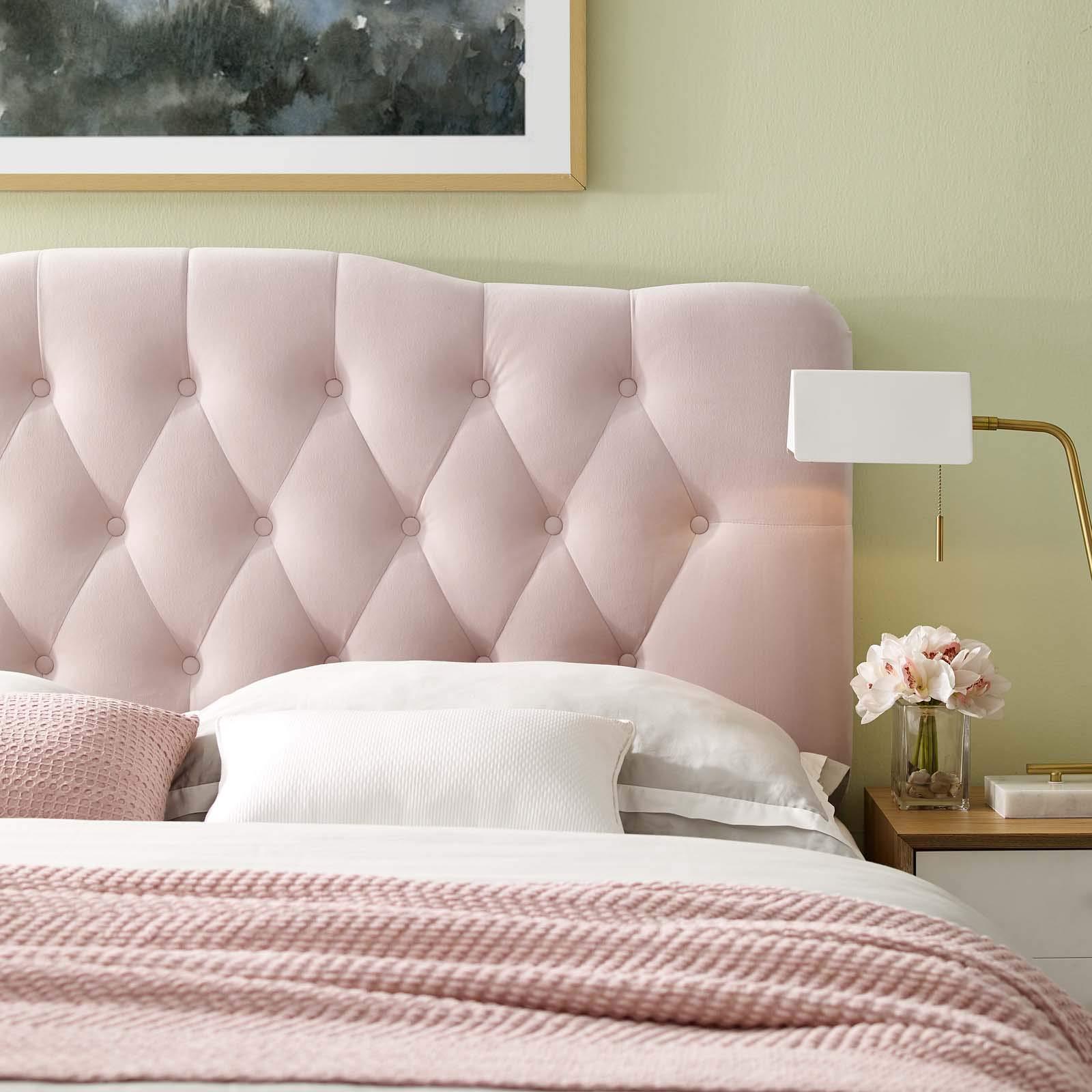 Modway Modway Annabel Diamond Tufted Performance Velvet Full Headboard in Pink