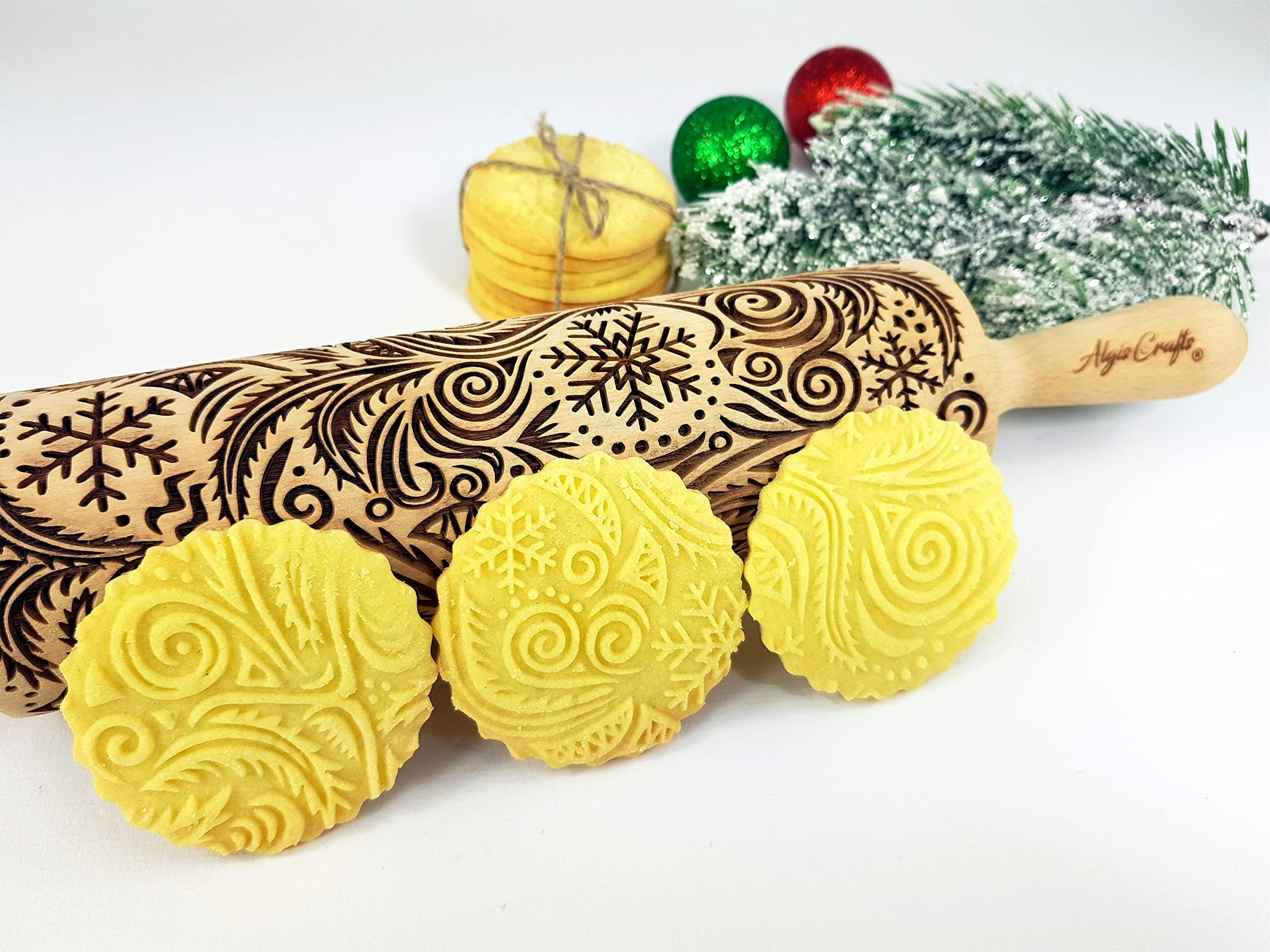 Algis Crafts Embossing Rolling Pin FROST for Christmas Cookies, Gingerbread, Shortbread by Algis Crafts