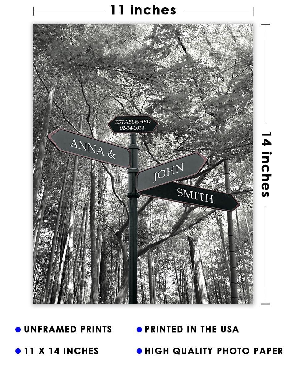 Buzz Unplugged Unique Personalized Street Signs with Names & Special Date On Print or Canvas Wall Art: Personalized Gifts for Couples Create Unforgettable Moments - Makes a Perfect Anniversary Gifts For A Couple