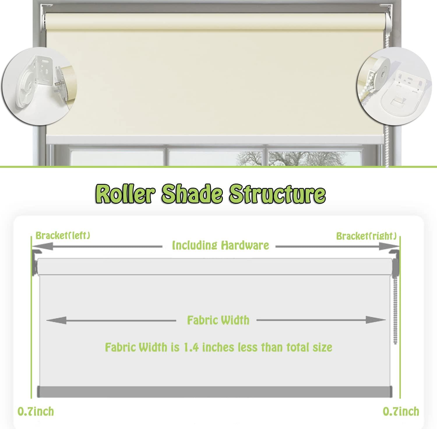 fhsblinds FHSBLINDS Custom Blinds for Windows Roller Window Shades-Room Darkening Waterproof Blackout Cut to Size Window Blinds & Shades for Home Kitchen Bedroom Office (Beige 100% Blackout, 25" W x 64" H)