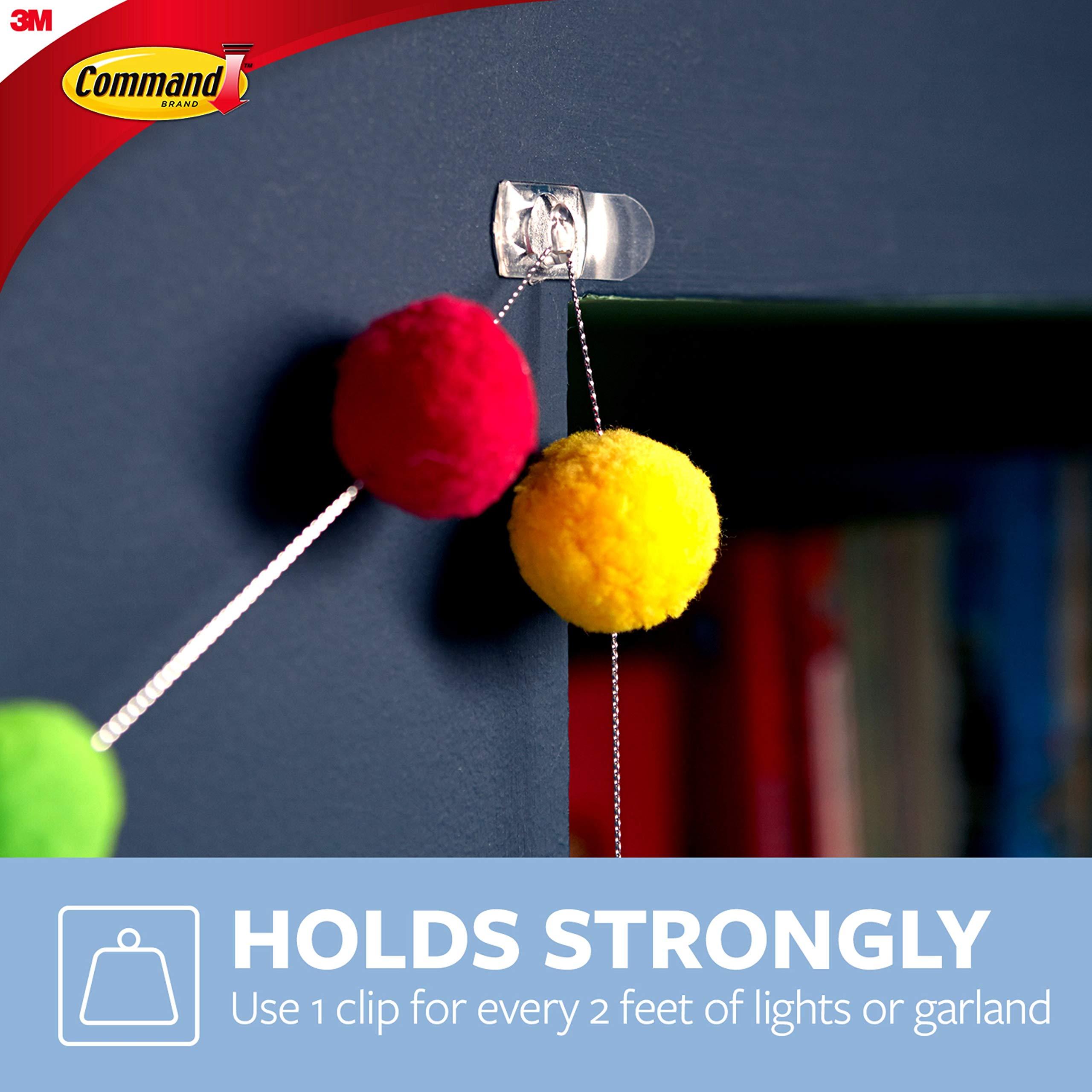 Command Command Indoor Mini Light Clips, Damage Free Hanging Christmas Light Clips, Mini Wall Clips for Hanging Indoor Christmas Decorations, Lights and Cables, 45 Clear Clips and 54 Command Strips