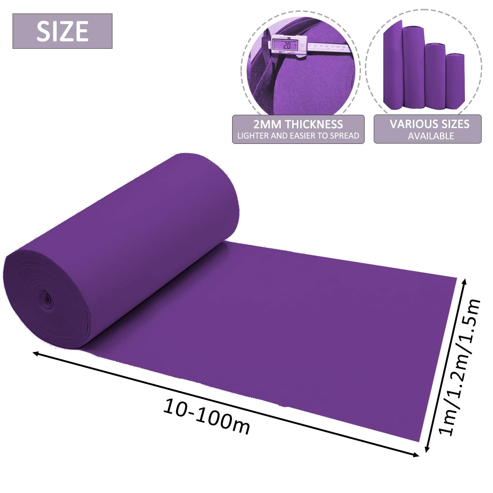 Liyadolaam Purple Carpet Runner Runway RugsWedding Aisle Runner Mat Wear-Resistant 2mm Polyester Rug Runners Roll Event Ceremony Walkway Carpets with 1 Piece Tape for Church Party (Size : 1.2x15m)