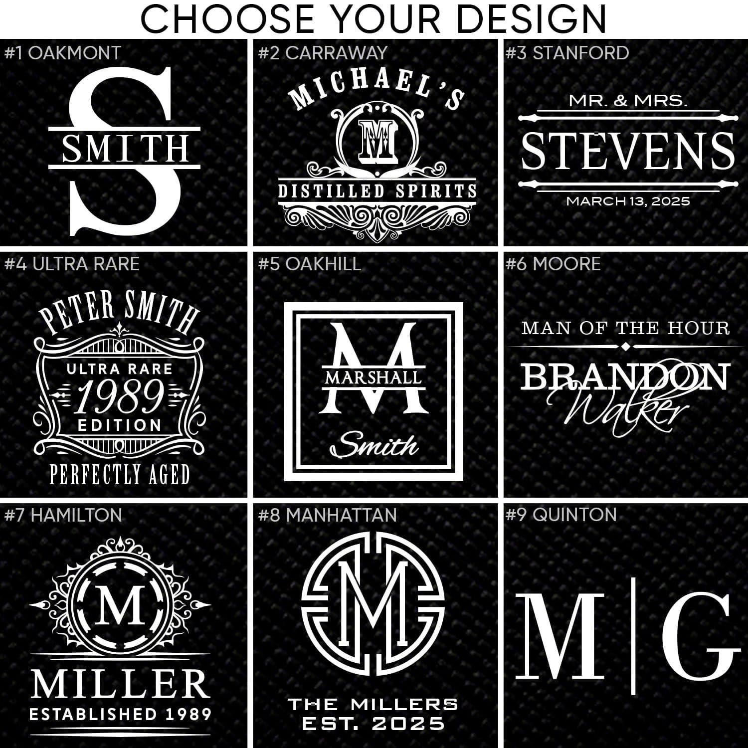 HomeWetBar HomeWetBar Personalized Liquor Glasses for Whiskey, Scotch, and Bourbon Custom Whiskey Glass Set and Bar Glassware