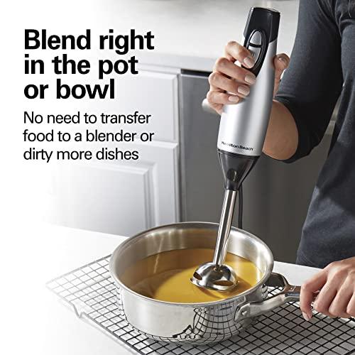 Hamilton Beach Hamilton Beach 4-in-1 Electric Immersion Hand Blender with Handheld Blending Stick, Whisk + 3-Cup Food & Vegetable Chopper Bowl, 2-Speeds, 225 Watts, Silver and Stainless Steel (59765)