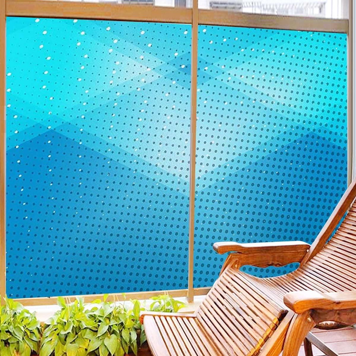 Generic Multicolor Window Film Privacy, Non Adhesive Frosted Glass Film, for Door Home Bathroom Office, Gradient Little Geometric Background Frosted Glass Film 35.4Wx55.1L-inch x2 Pcs