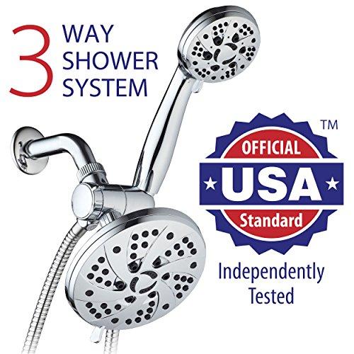AquaDance AquaDance 6-inch High Pressure 3-way Rainfall Shower Combo - Premium 6-Setting Rain Showerhead and 6-setting Hand Held Shower – Chrome Finish
