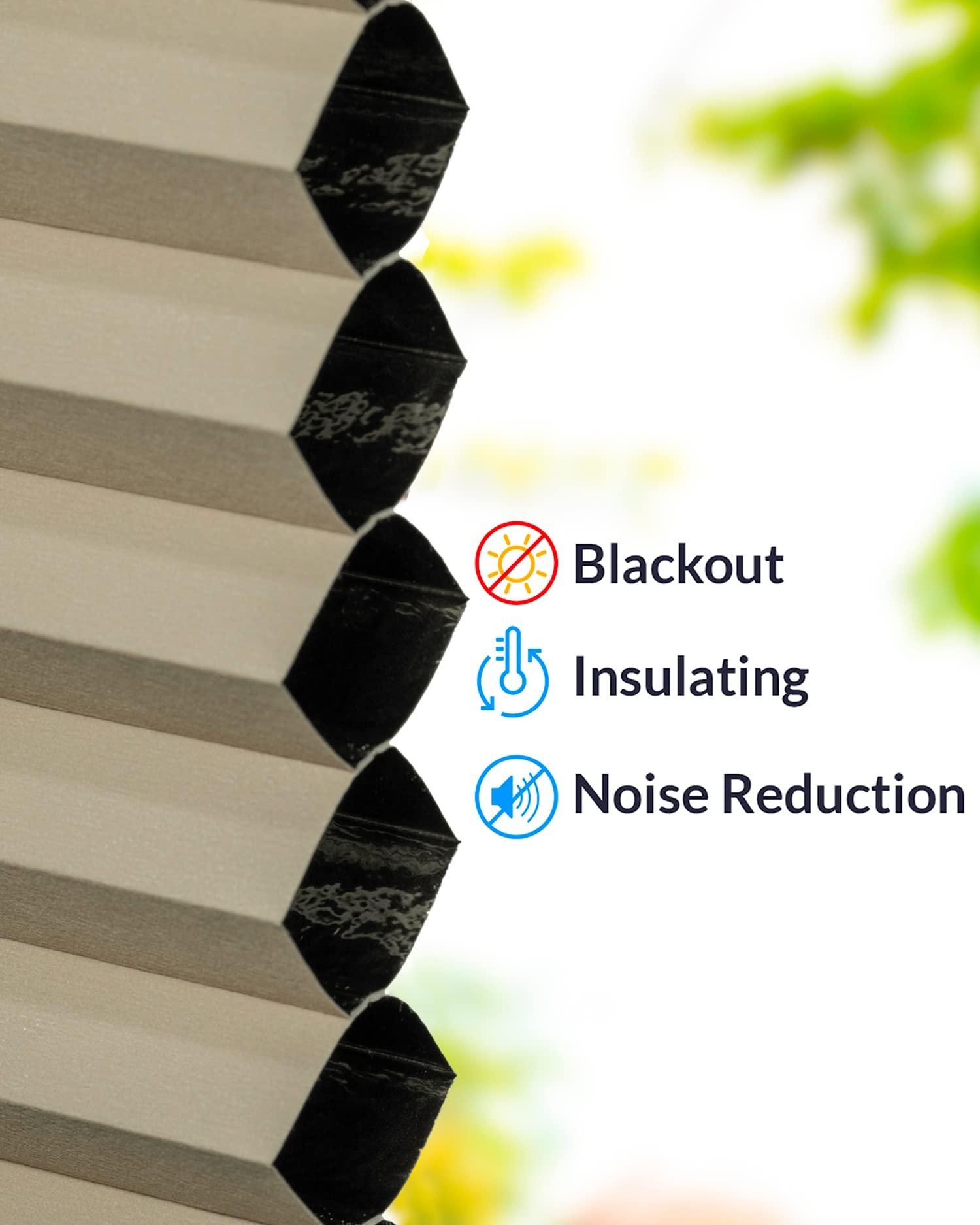CHICOLOGY CHICOLOGY Cellular Shades, Top Down Bottom Up Shades, Blinds for Windows, Window Shades for Home, Door Blinds, Window Coverings, Cellular Blinds,Khaki Grey - Blackout, 57.25" W x 72" H