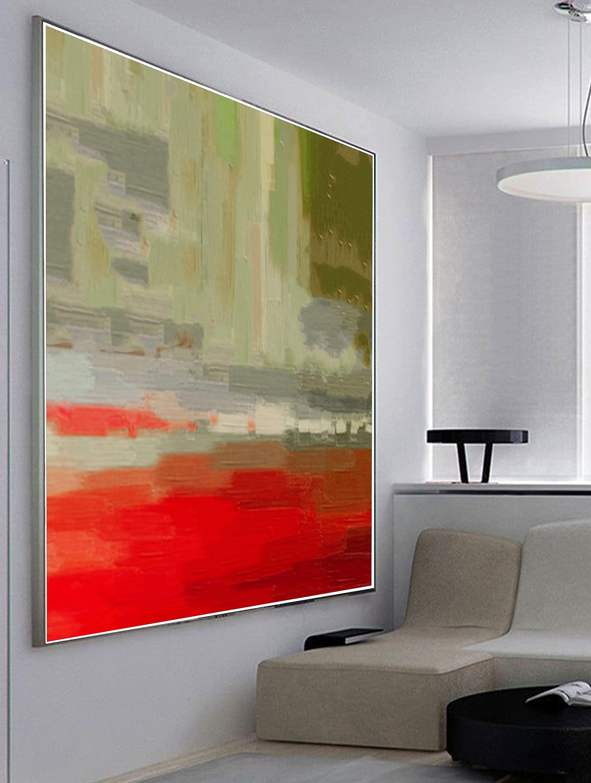 Generic Large 3D Red Texture Abstract Painting, Original Red Abstract Wall Art, Landscape Abstract Painting, White Texture Painting Living Room Art 32x32 inches