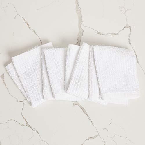 Living Fashions Bar Mop Cleaning Kitchen Dish Cloth Towels,100% Cotton, Machine Washable, Everyday Kitchen Basic Utility Bar Mop Dishcloth Set of 12, White