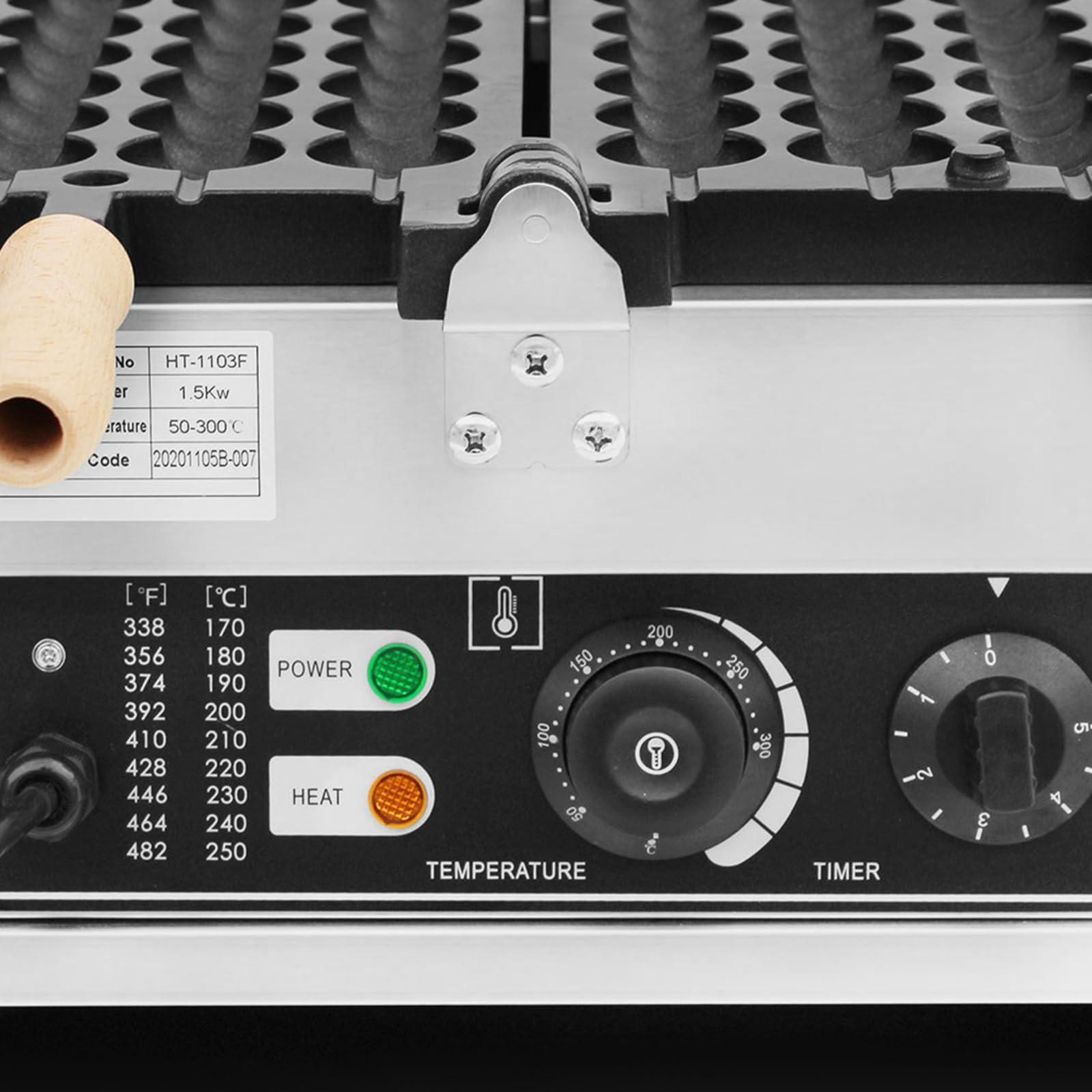 HAPPCUCOE Commercial 42 pcs Donut Ball Waffle Maker Waffle Baker Machine Nonstick Egg Hot Dog Baker Machine 1500W for Bakeries, Restaurants, Kiosks, Canteens