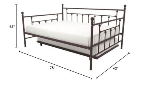 Fast Furnishings Fast Furnishings Full Size Bronze Metal Daybed with Twin Roll-Out Trundle Bed