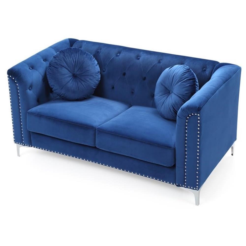 Glory Furniture Glory Furniture Pompano Velvet Loveseat in Navy Blue