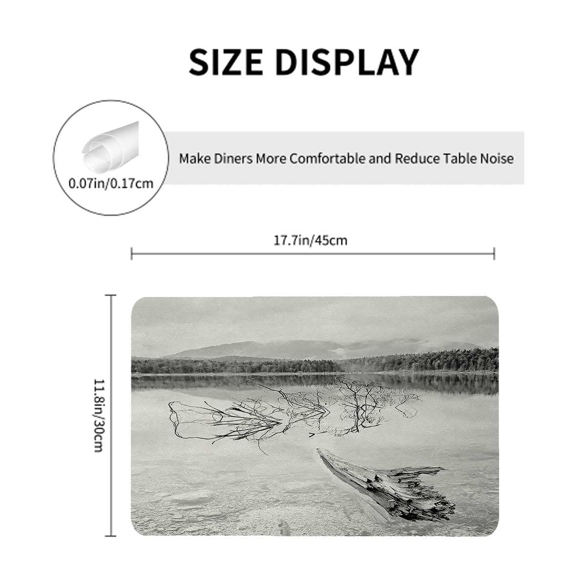 Generic Driftwood Leather Wipeable Placemats,Pale Grey Dining Table Placemats Set of 6 Bar Mat Anti-Slip 12x18in