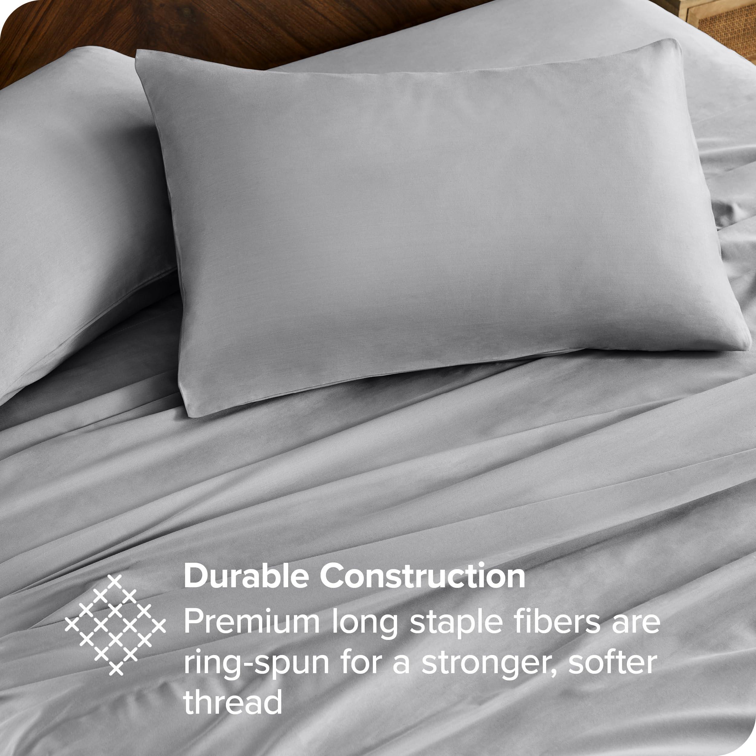 Bare Home Bare Home 100% Organic Cotton California King Sheet Set - Crisp Percale Weave - Cool, Breathable, and Hypoallergenic - Bedding Sheets & Pillowcase (California King, Light Grey)