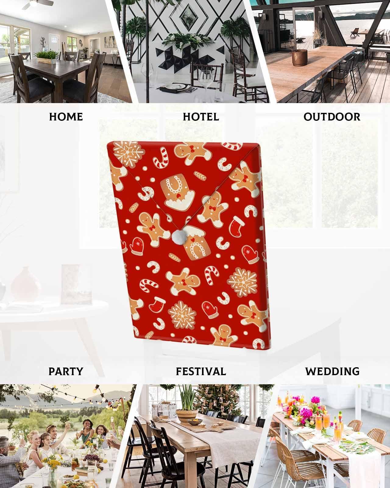 LOVE HOME DAY Dining Chair Back Covers Christmas Winter Snowflake Cookie Man 8 Pack Santa Hat Chair Seat Cover Candy Stocking on Red Removable Kitchen Chair Slipcover for Holiday Party Festival Banquet Decor