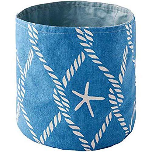 WINGOFFLY WINGOFFLY 3pcs Desk Fabric Storage Buckets Set Round Toy Cosmetic Organizer Decorative Flower Pot Bags for Succulent Flower (Blue)