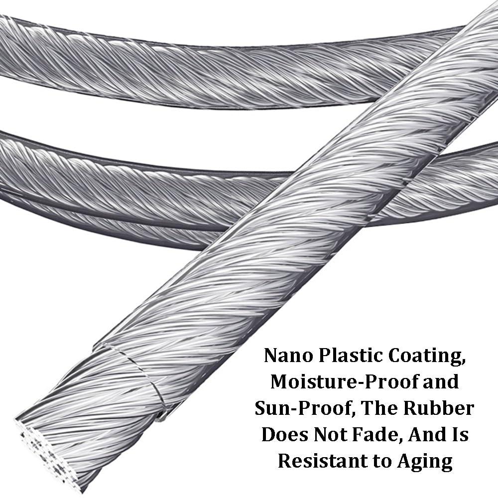 WIGING Stainless Steel Wire Rope, Garden Climbing Plants Suspension Wire Rope with 5 Clamps, 2 Snaps, 1 Wrench for Outdoor Craft Curtains Fence(4m/13.12ft)