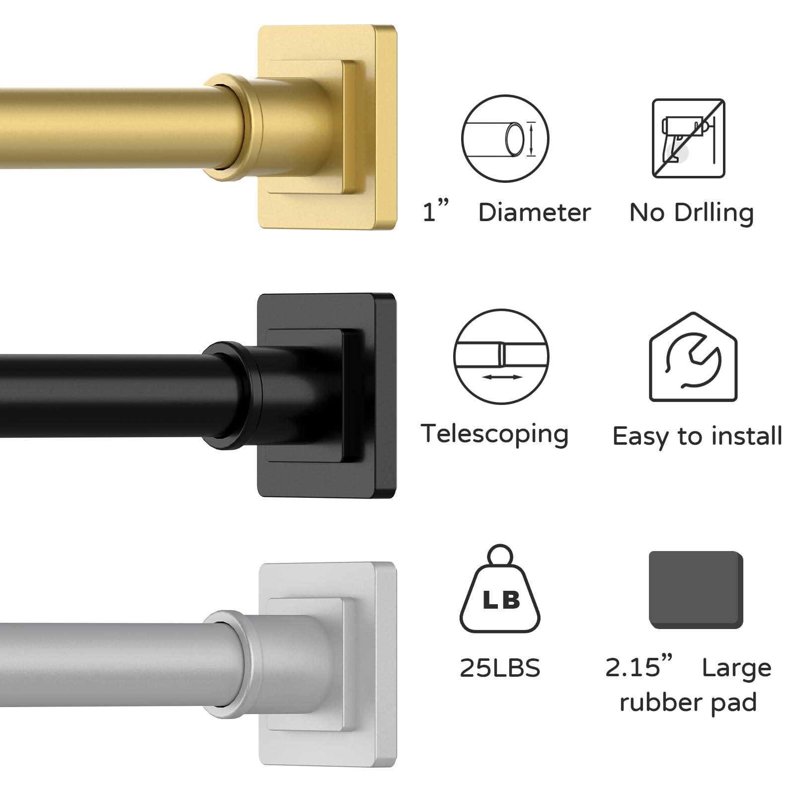 UIOSANRT UIOSANRT Gold Shower Curtain Rod 31-68 Inches Non-Slip Shower Rod Tension Mounted No Drill Shower Curtain Rods Spring Tension Rod Adjustable Tension Curtain Rod for Windows Bathroom