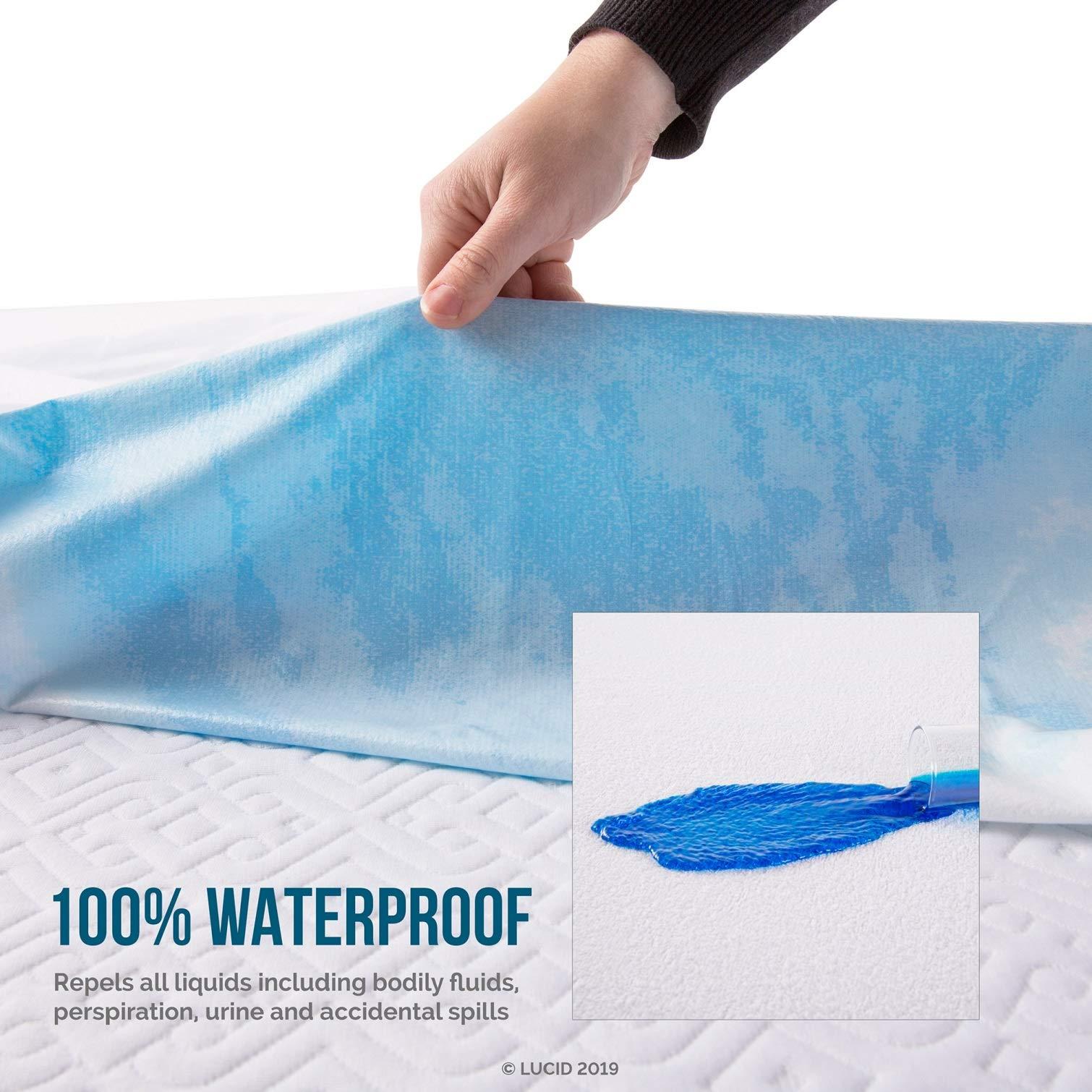 LUCID LUCID Premium Hypoallergenic 100% Waterproof Mattress Protector - Universal Fit, Cotton Terry Top, King