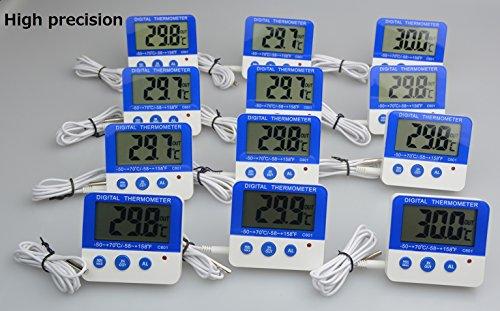 Nithing Fridge Freezer Thermometer Max/Min Memory LXSZRPH High & Low Temperature Alarms Settings with LED Indicator Digital Refrigeration Thermometer with Magnetic,Stander