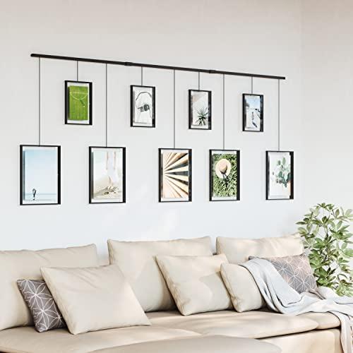 Umbra Umbra Exhibit Picture Frame Gallery Set, Adjustable Wall Collage Displays Nine Photos (Four 5x7\" and Five 8x10\"), Set of 9, Black