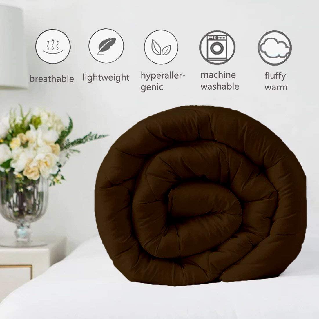 Jackson Hole Home Jackson Hole Home Brown Luxurious Down Comforter- Queen Size 88 x 92 Inches 1 Piece All-Season Duvet Insert, 500 GSM with Corner Tabs 100% Egyptian Cotton (Brown Solid)