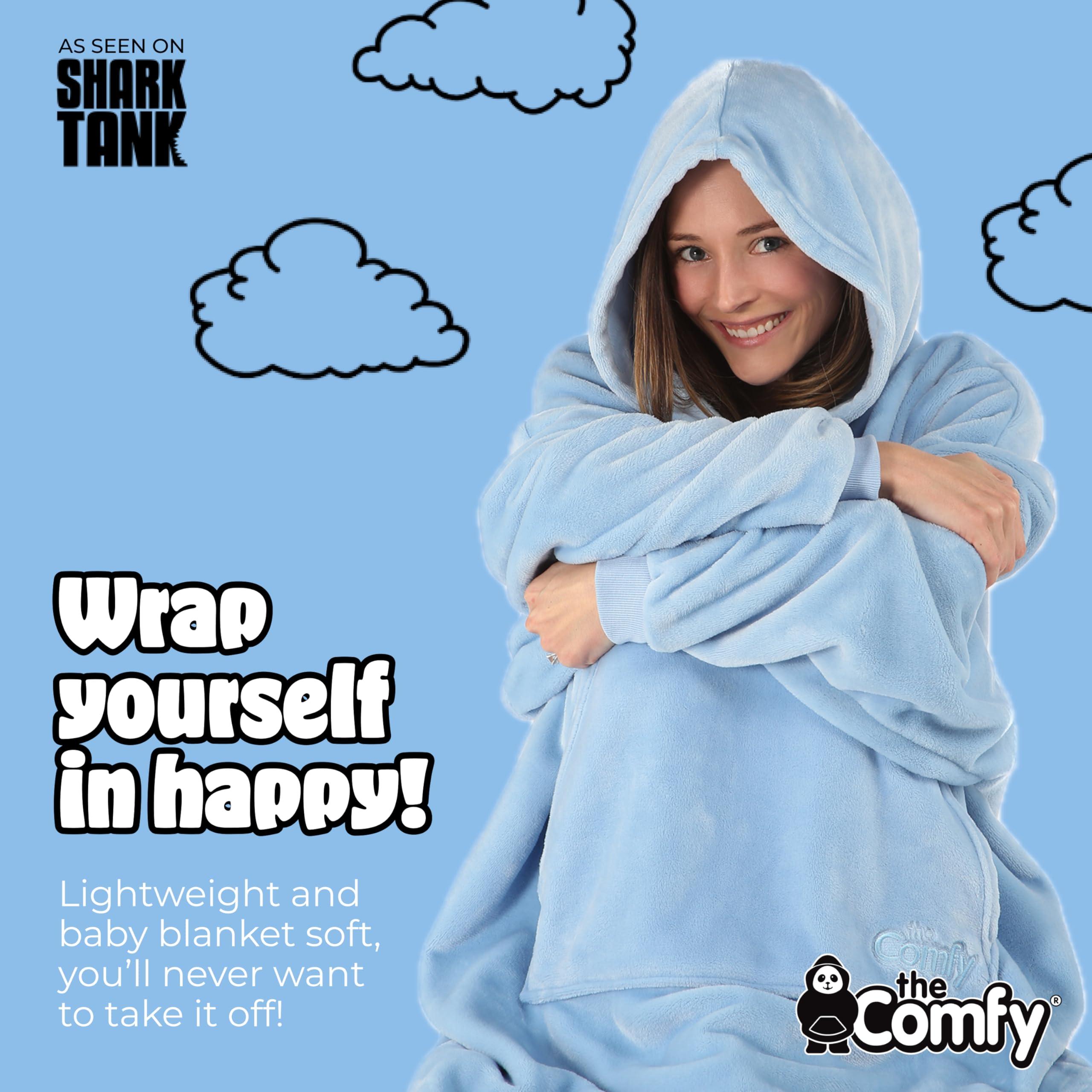 THE COMFY THE COMFY Dream | Lightweight Microfiber Fleece Wearable Blanket, Oversized Design with Hood from Shark Tank, Soft Oversized Pocket Blanket, Warm and Cozy Gifts