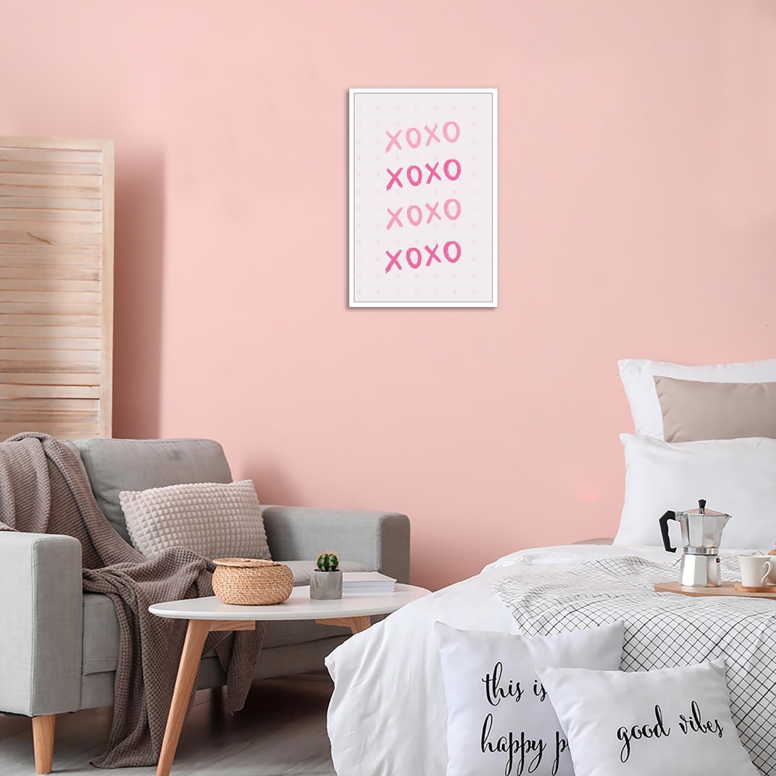 HomeLoft Basics Pink Xo Wall Art Preppy Grily Poster Minimalist Cute Girl Room Wall Decor Watercolor Aesthetic Xo Prints Painting For Home Bathroom Bedroom Living Room Apartment 12x16in Unframed