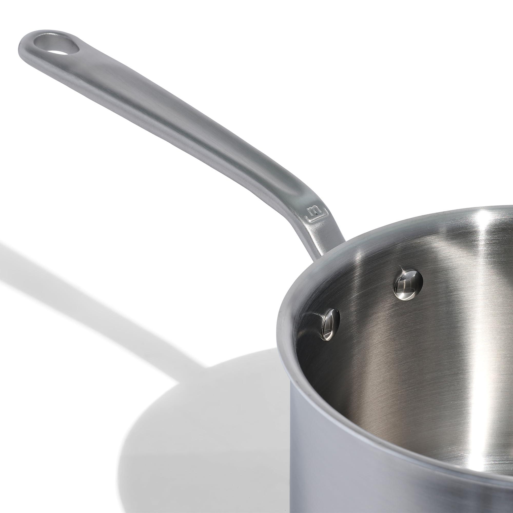 Made In Made In Cookware - 4 Quart Stainless Steel Saucepan with Lid - 5 Ply Stainless Clad Sauce Pan - Professional Cookware - Crafted in Italy - Induction Compatible