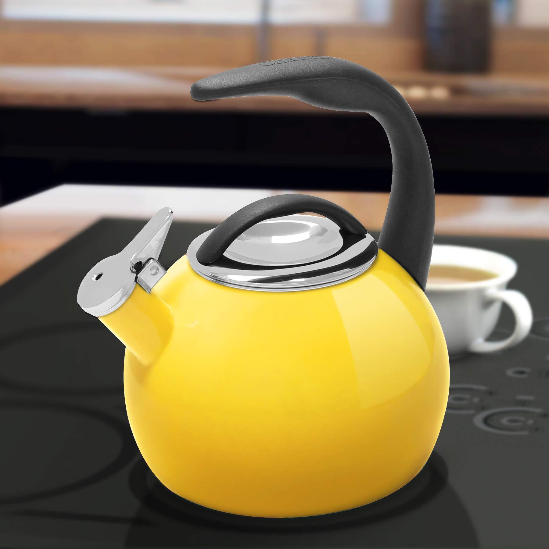 Chantal Chantal 40Th Anniversary Tea kettle, 2 Quart, Enamel Carbon steel, Whistling, Canary Yellow