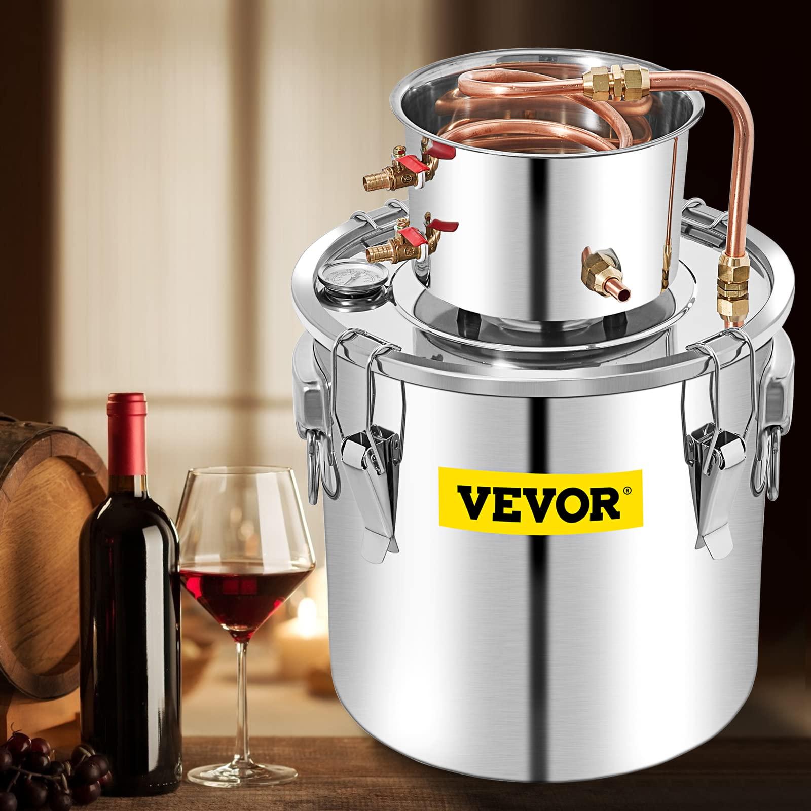VEVOR VEVOR Alcohol Still 13.2Gal/50L Alcohol Distiller Stainless Steel Distillery Kit for Alcohol With Copper Tube & Pump Home Brewing Kit Build-in Thermometer for DIY Whisky Wine Brandy