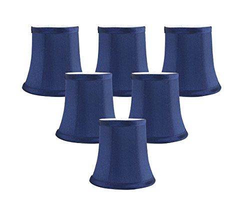 MERIVILLE Meriville Set of 6 Blue Faux Silk Clip On Chandelier Lamp Shades, 3.5-inch by 5-inch by 4.75-inch