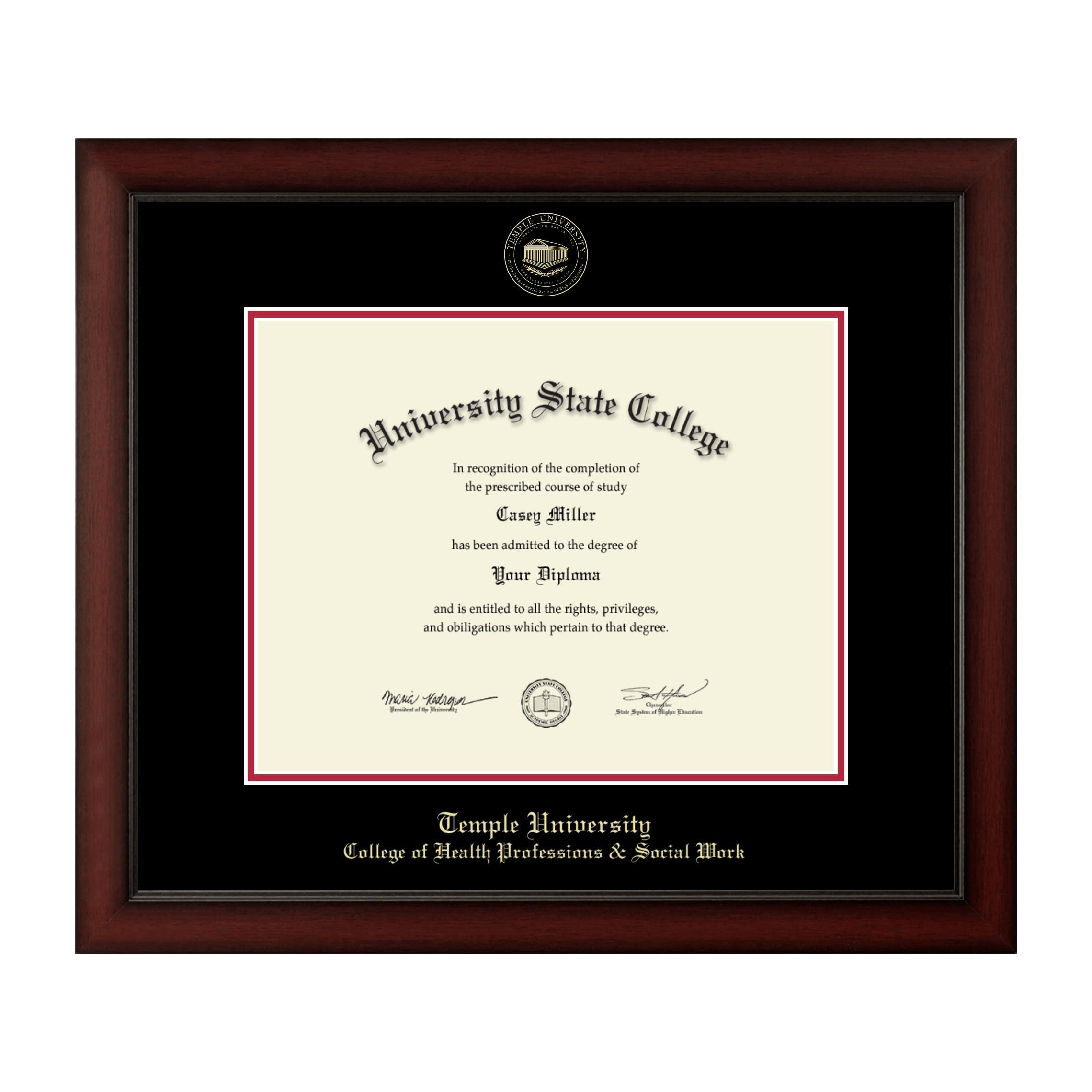 Framerly Framerly - Temple University College of Health Professions & Social Work 14\" W X 11\" H Diploma Frame - Fits Associate\'s, Bachelor\'s, Master\'s and Phd (Awarded 2009-2023) - Gold Embossed Diploma Frame