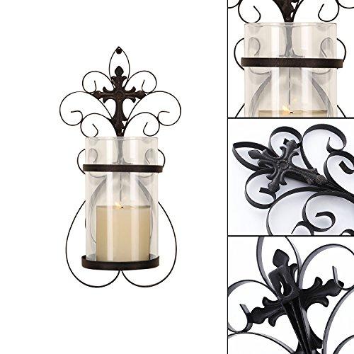 FrameArmy FrameArmy Cast Iron Vertical Wall Hanging Accents Candle Holder Sconce (Set of 2) (SD005)