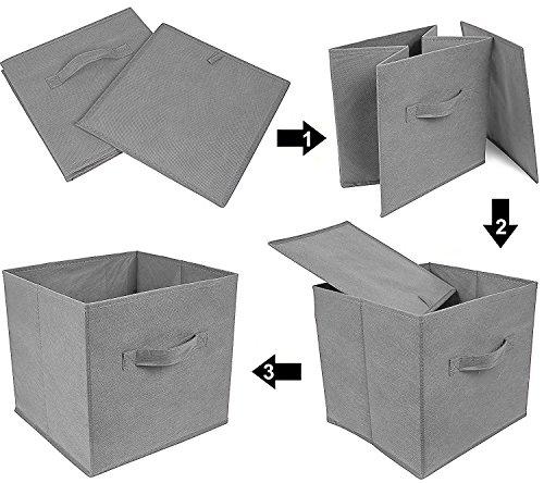Prorighty (10-Pack, 5 Grey 5 Black) Storage Bins, Containers, Boxes, Tote, Baskets| Collapsible Storage Cubes For Household Organization | Fresh Durable Fabric & Cardboard