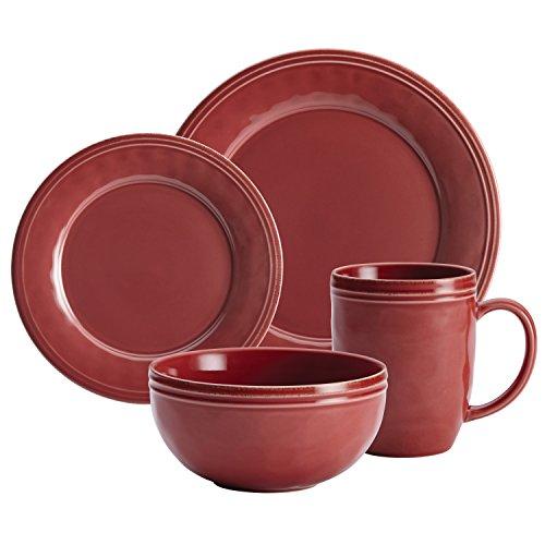Rachael Ray Rachael Ray Cucina Dinnerware 16-Piece Stoneware Dinnerware Set, Cranberry Red