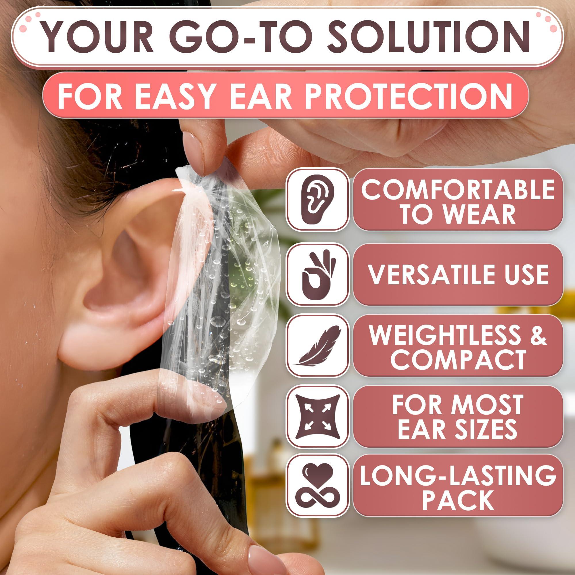 DIMROM 200 Pack Ear Covers for Shower - Disposable Ear Covers for Hair Dye Shower Ear Covers Ear Shower Caps for Adults - Ear Caps for Shower Plastic Ear Covers for Showering Waterproof Ear Covers for Shower