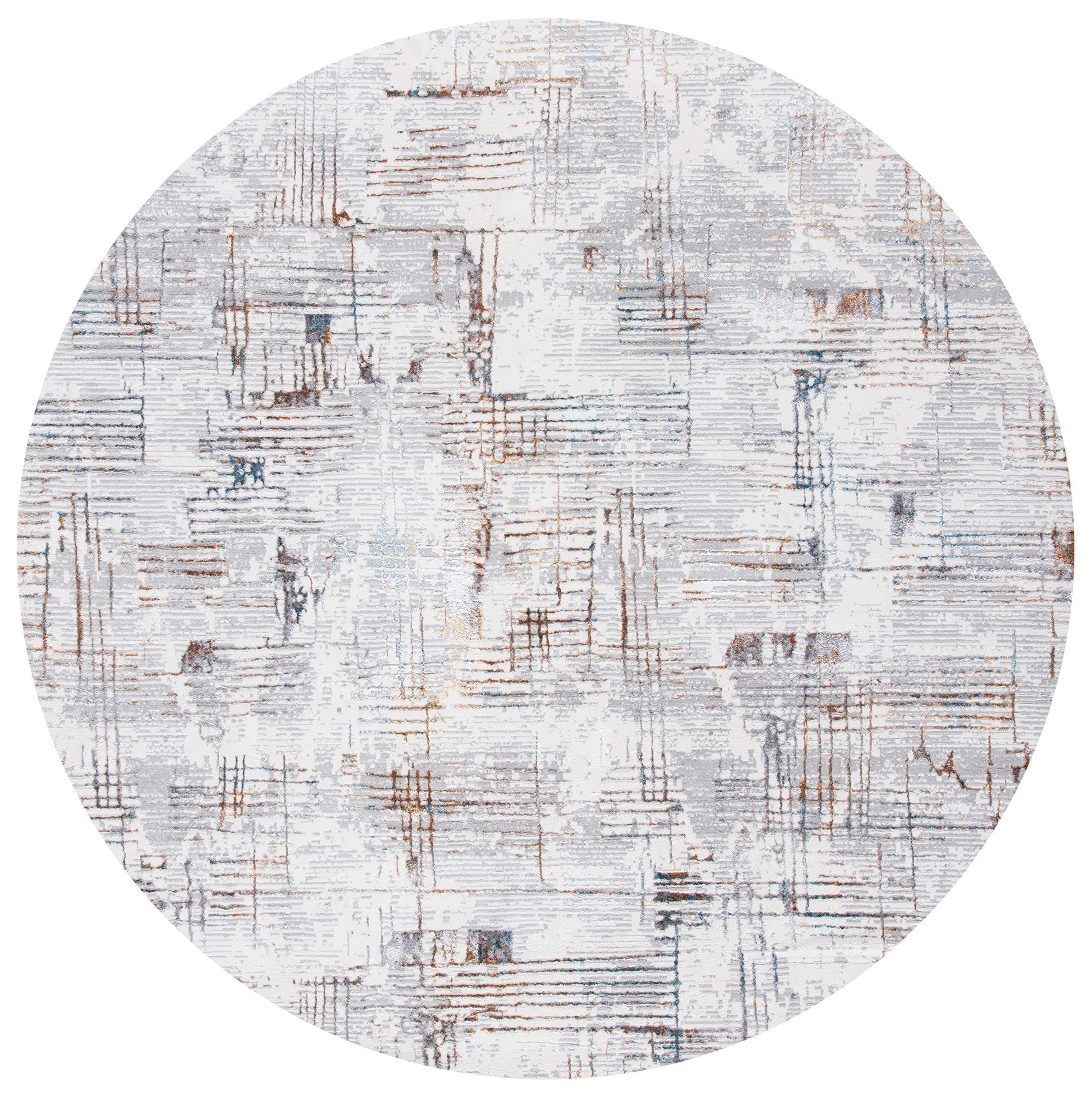 Safavieh SAFAVIEH Sonoma Collection 6'7" Round Grey/Ivory SON379F Modern Abstract Distressed Area Rug