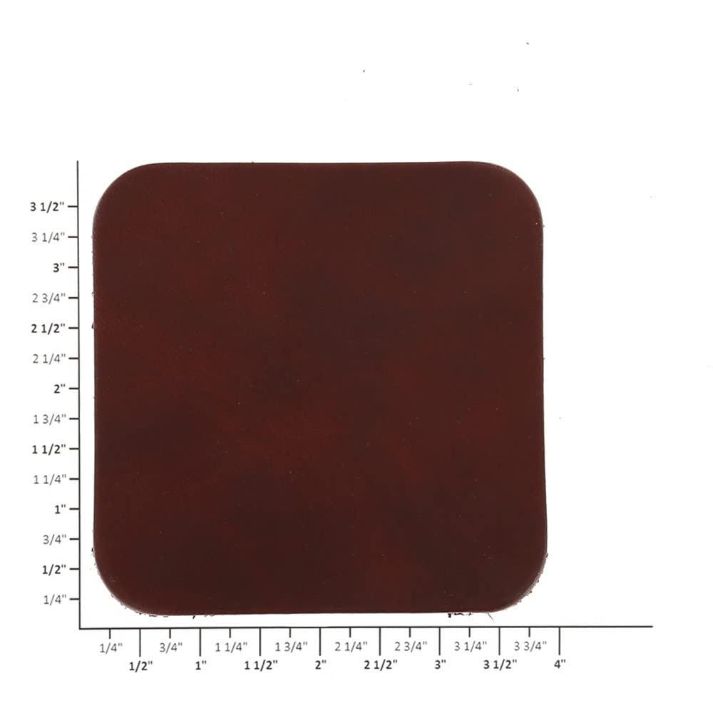 Buckleguy.com Leather Coasters, Wickett & Craig Traditional Harness, Square, Burgundy (4pc set)