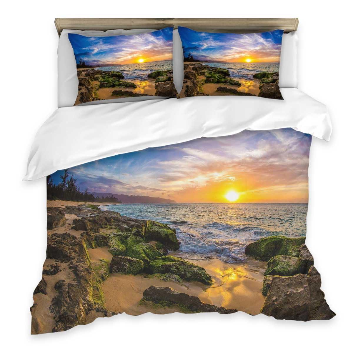 YANFENQI YANFENQI Queen Size Heavy Duvet Cover Sea and Sky Landscape Mid Century Modern Bedding for Kids Teens Adults (Queen,90\" W X 90\" L)